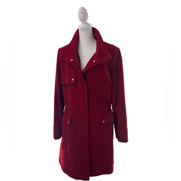 Fleet Street Red Wool Midi Driving Coat - Picture 10 of 16